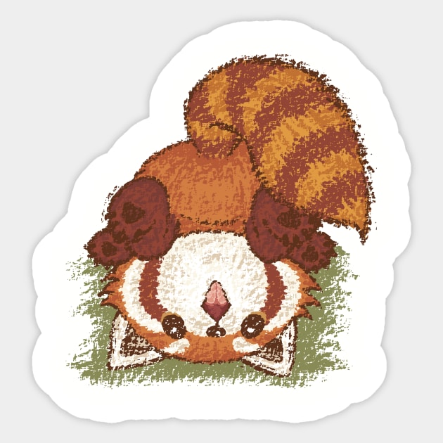 Red panda Turn over Sticker by sanogawa